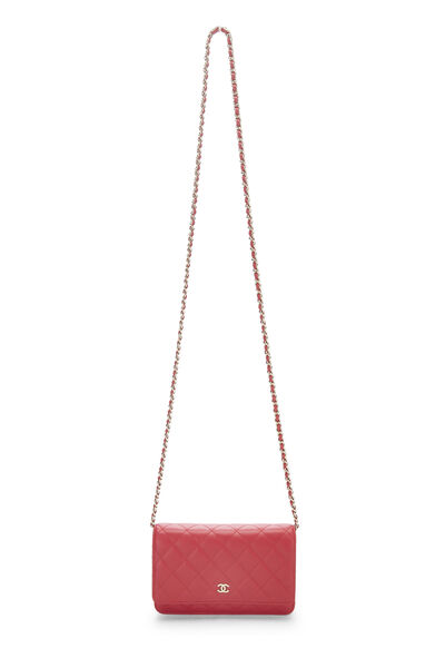 Pink Quilted Lambskin Wallet on Chain (WOC), , large