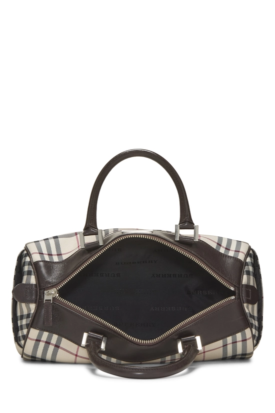Brown Nylon House Check Roll Handbag Small, , large image number 5