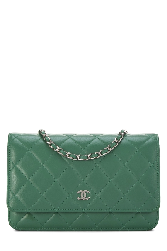 Green Quilted Lambskin Classic Wallet On Chain (WOC), , large image number 0