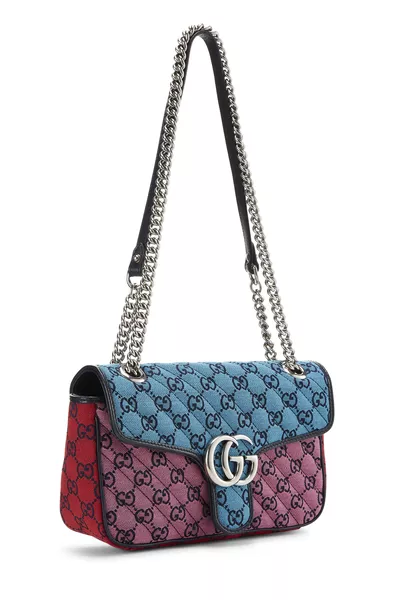 Multicolored GG Canvas Marmont Shoulder Bag Small, , large