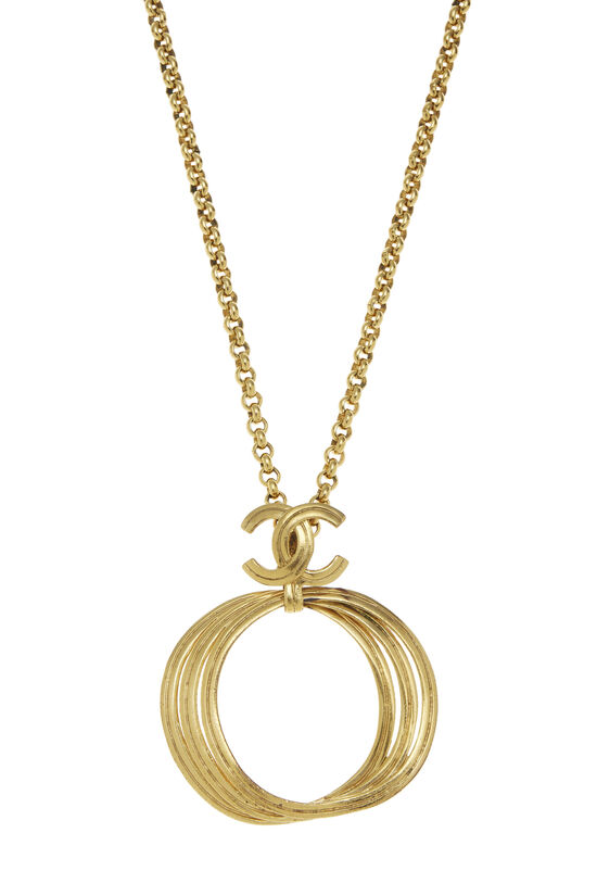 Gold 'CC' 3 Hoop Necklace, , large image number 1