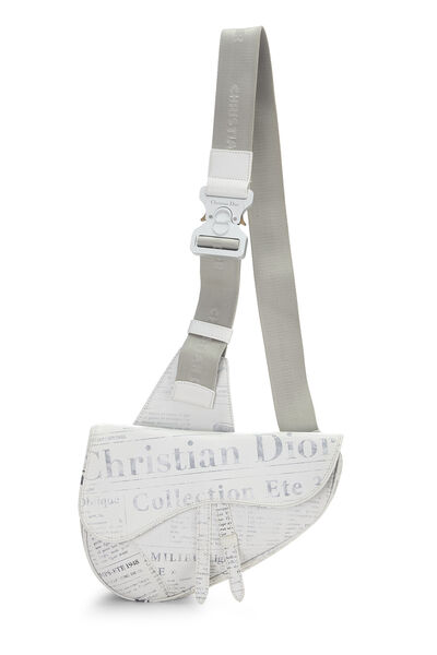Daniel Arsham x Christian Dior White Calfskin Newspaper Saddle Bum Bag