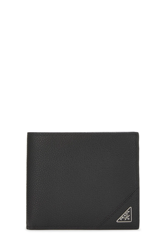 Black Vitello Daino Bifold Wallet, , large image number 0
