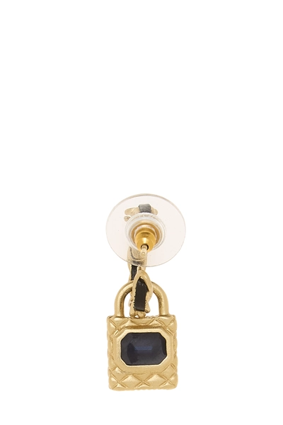 Black & Gold Padlock Earrings, , large