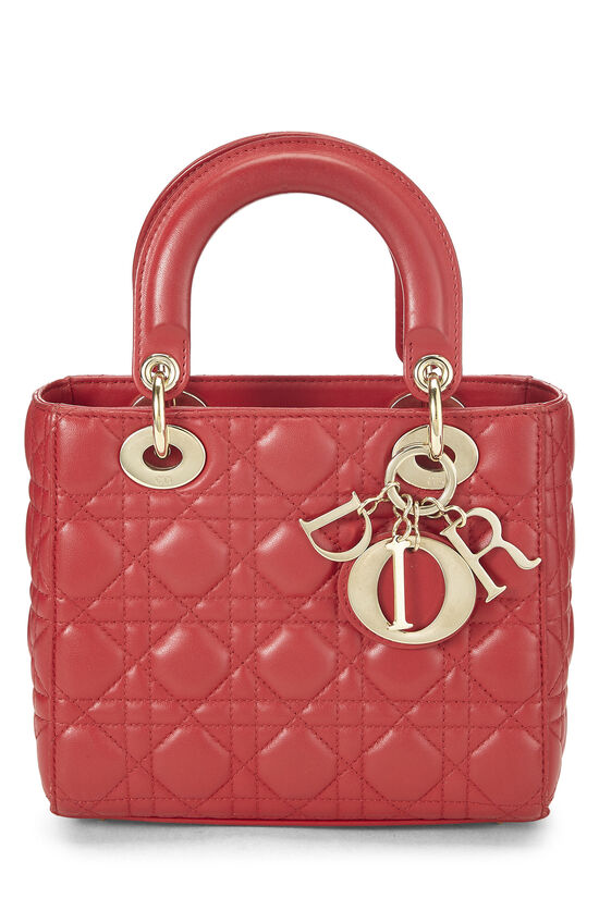 Red Cannage Quilted Lambskin Lady Dior Small, , large image number 0