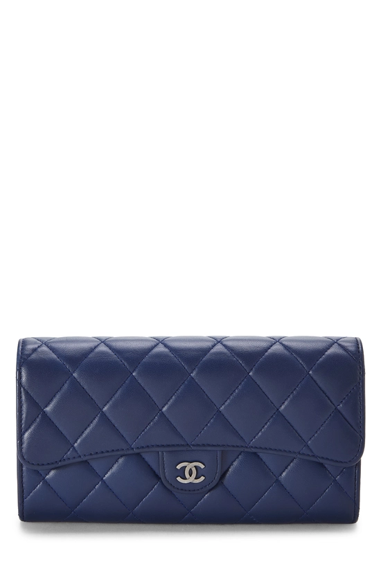 Blue Lambskin Classic Long Flap Wallet, , large image number 0