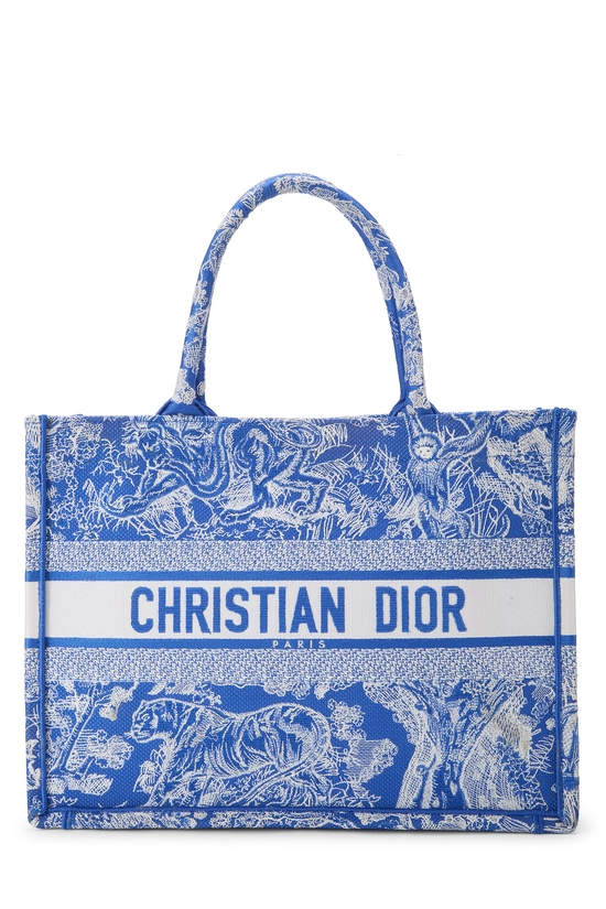 Blue Embroidered Canvas Book Tote Medium, , large image number 0
