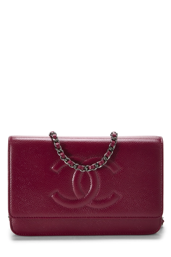 Burgundy Caviar Timeless 'CC' Wallet on Chain (WOC), , large image number 0