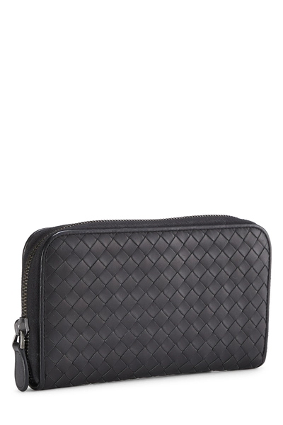 Black Intrecciato Zip Around Wallet, , large