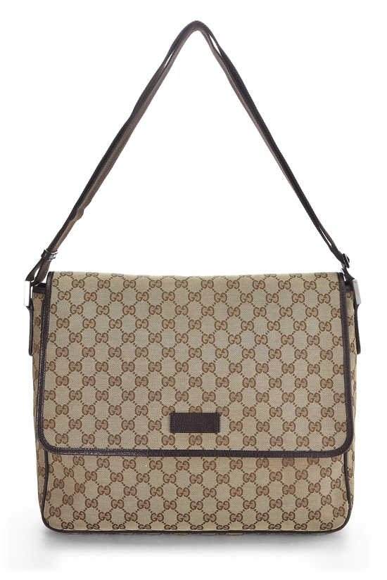 Brown Original GG Canvas Web Flap Messenger, , large image number 0