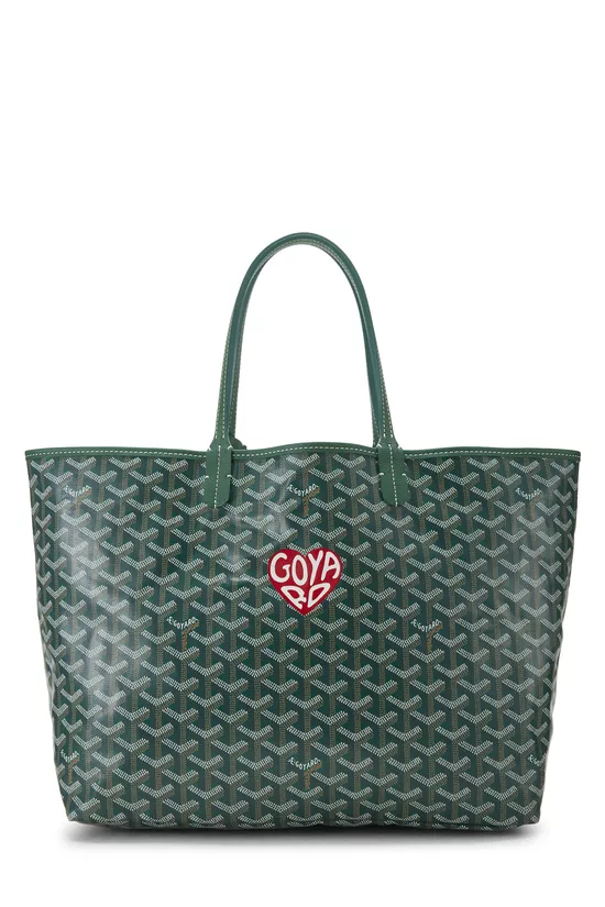 Green Goyardine Canvas Heart Saint-Louis PM, , large image number 0