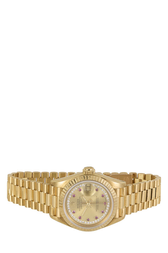 18K Gold Diamond Ruby Dial Datejust President 69178 26mm, , large image number 2