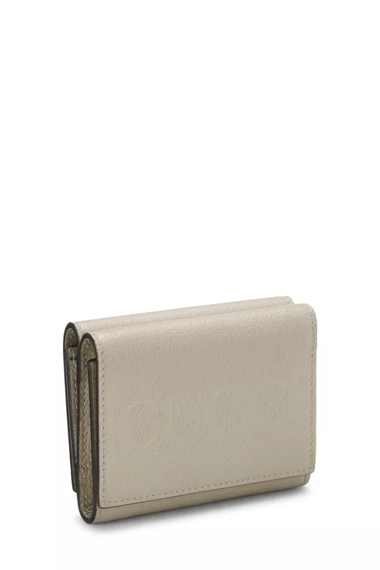 Beige Leather Compact Wallet, , large image number 1