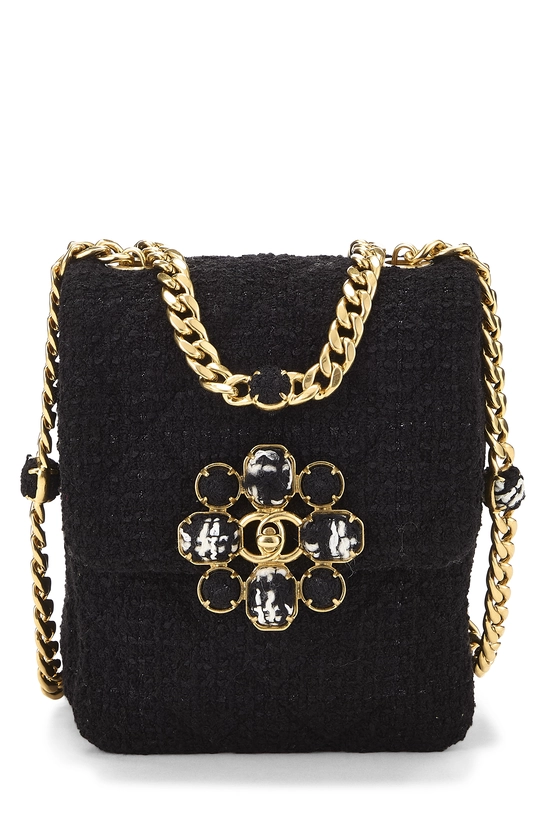 Black Tweed Bijoux Chain Flap Mini, , large image number 0