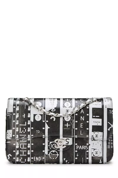 Black Calfskin Graffiti Classic Flap Medium