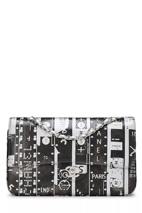 Black Calfskin Graffiti Classic Flap Medium, , large image number 0