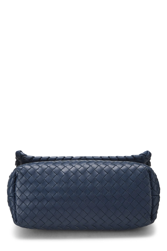 Blue Intrecciato Leather Olimpia Shoulder Bag Small, , large image number 4