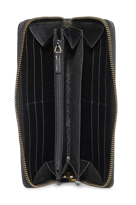 Black Leather GG Marmont Zip Wallet, , large image number 3
