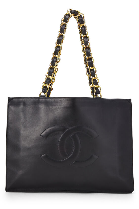 Black Lambskin CC Flat Chain Handle Tote, , large image number 0