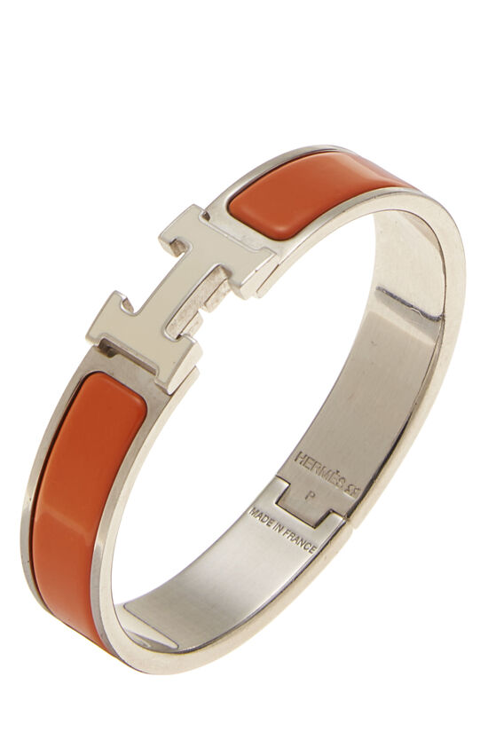 Orange Enamel Clic-Clac 'H' Bracelet Narrow, , large image number 0