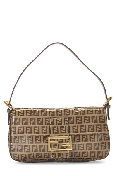 Fendi Brown Zucchino Vinyl Baguette