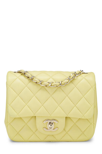 Yellow Quilted Lambskin Classic Square Flap Mini