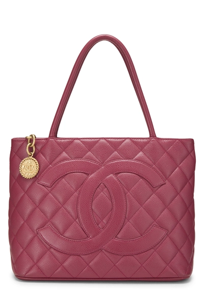 Chanel Burgundy Quilted Caviar Medallion Tote
