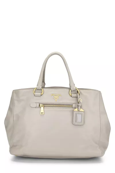 Beige Calfskin Convertible Tote Medium