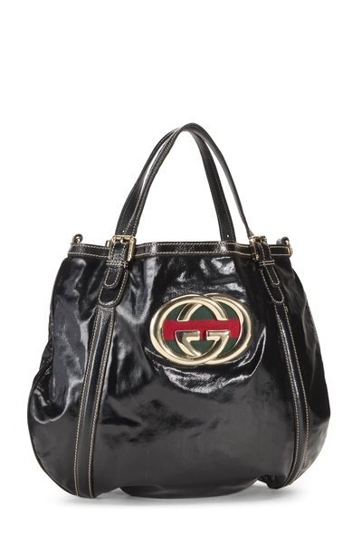 Gucci Black Patent Leather Britt Hobo — photo 2