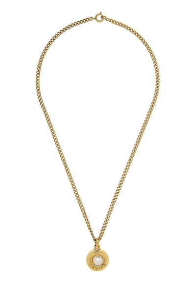 Gold Faux Pearl & Crystal Necklace