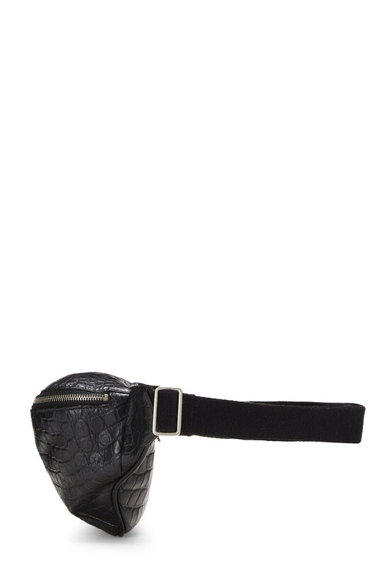 Black Embossed Leather Waist Pouch, , large image number 3