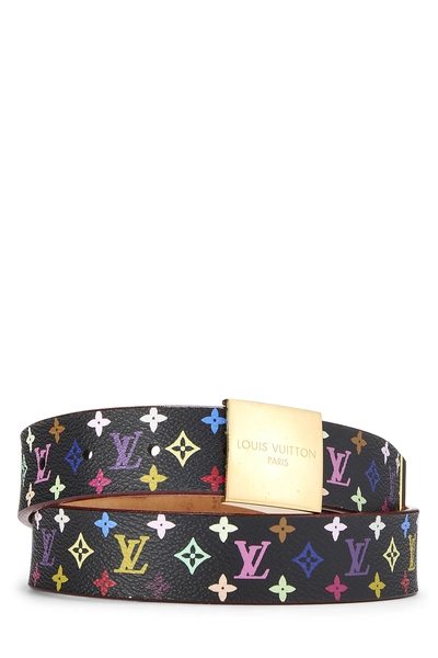 Takashi Murakami X Louis Vuitton Black Monogram Multicolore Ceinture 80	