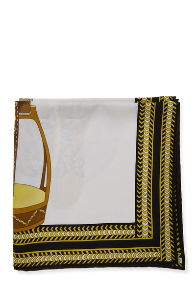 Black & Multicolor 'Selle des Steppes' Silk Scarf 90, , large