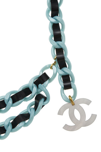 Black & Blue Acrylic Chain Belt, , large