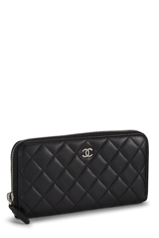 Black Lambskin Zip Around Wallet, , large image number 1
