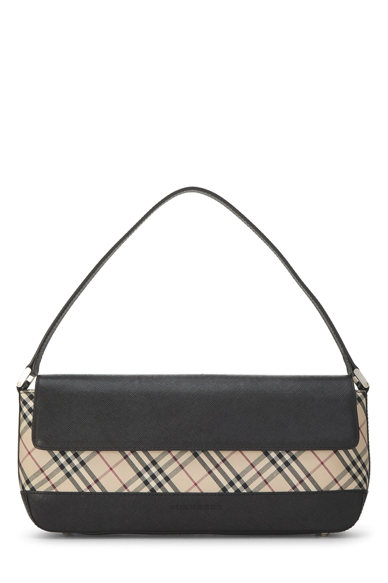Black Check Jacquard Canvas Shoulder Bag, , large image number 0