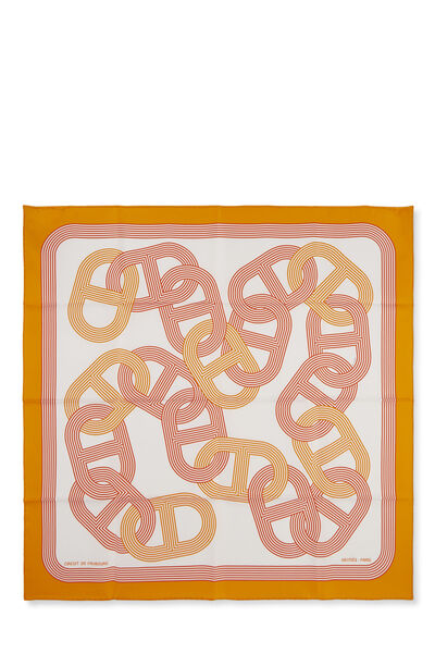 Orange & Multicolor 'Circuit 24' Silk Scarf 90