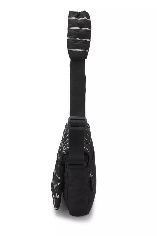 Black Quilted Nylon Sportline Messenger Bag, , large image number 2