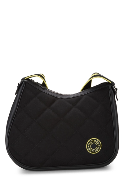 Hermès Black Woolycot Horseback Shoulder Bag