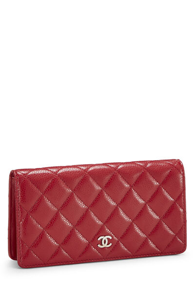 Red Quilted Caviar Yen Wallet, , large