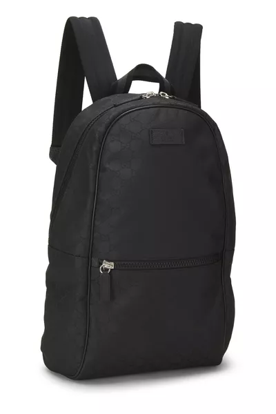 Black GG Nylon Slim Backpack, , large