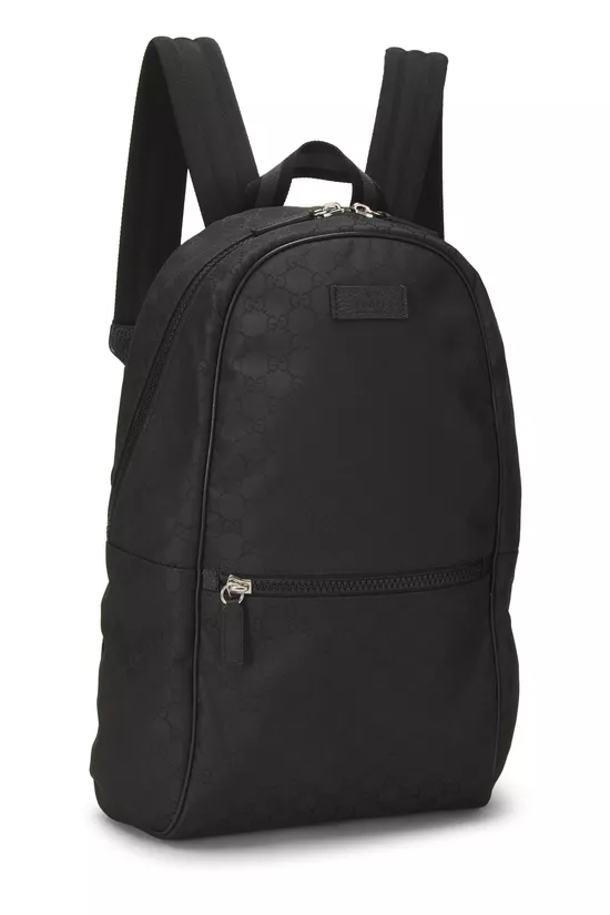 Black GG Nylon Slim Backpack, , large image number 1