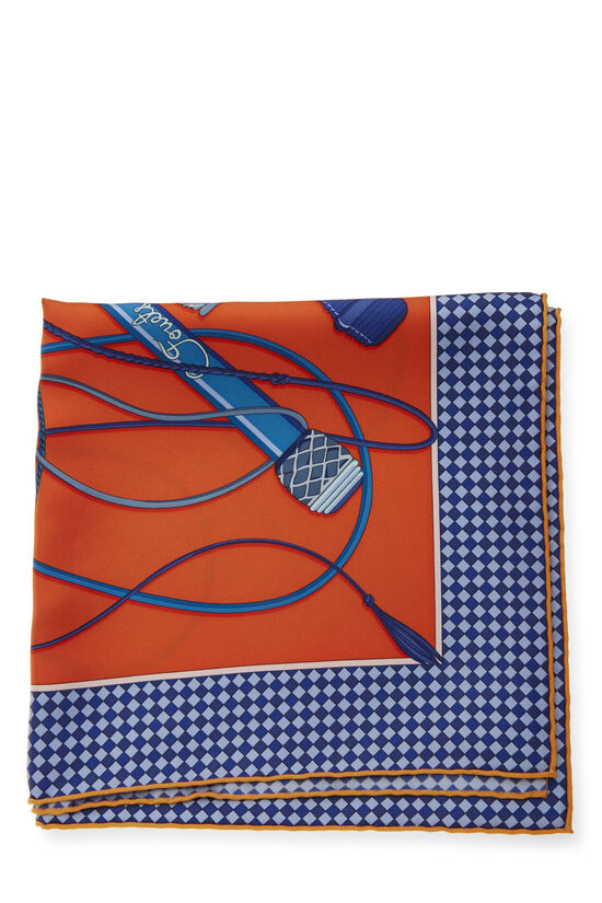 Blue & Multicolor 'Fouets et Badines' Silk Scarf 90, , large image number 1