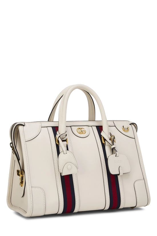 White Leather Ophidia Top Handle Bag, , large image number 1