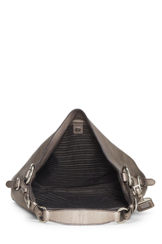Prada Grey Metallic Hobo Bag, , large image number 7