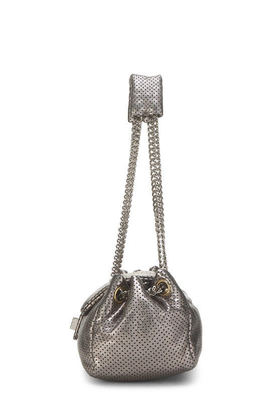 Silver Perforated Drill Accordion Flap Bag Small, , large image number 2