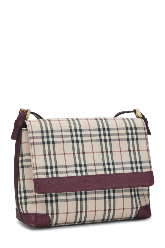 Burgundy Check Jacquard Canvas Flap Crossbody Small, , large image number 1