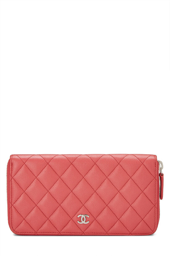 Pink Quilted Caviar Continental Zip Wallet, , large image number 1