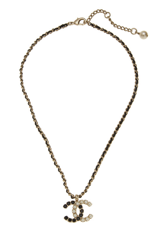 Chanel Gold & Black Faux Pearl 'CC' Necklace Q6JGUP17KB004