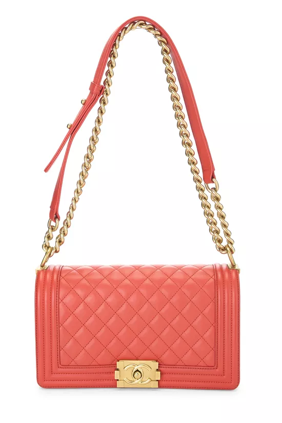 Orange Quilted Calfskin Boy Medium, , large image number 0